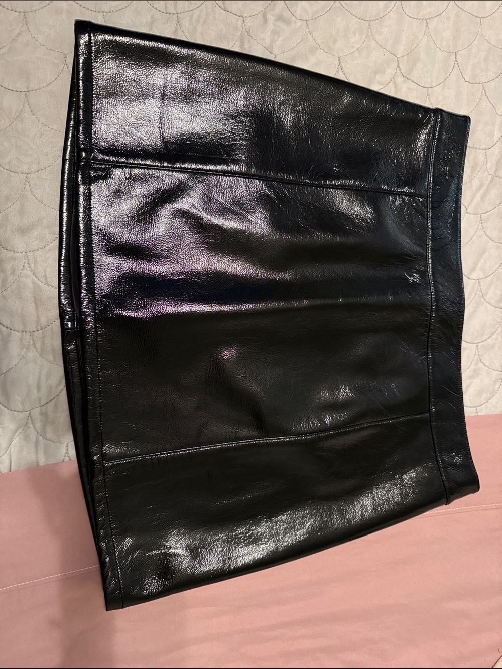 Michael Kors Black Shiny Faux Leather Mini Skirt